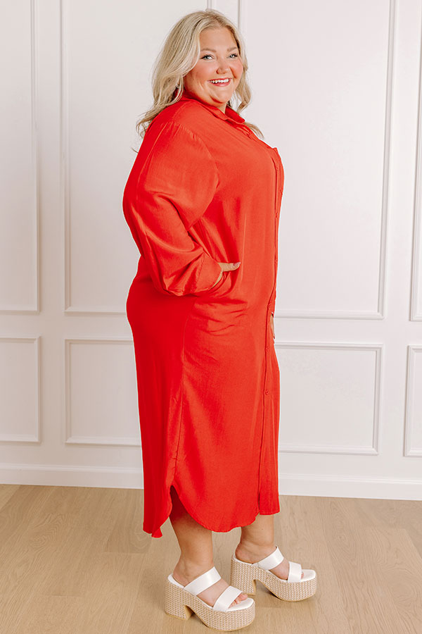 Chic Vibes Button Down Midi Dress Curves Image 4