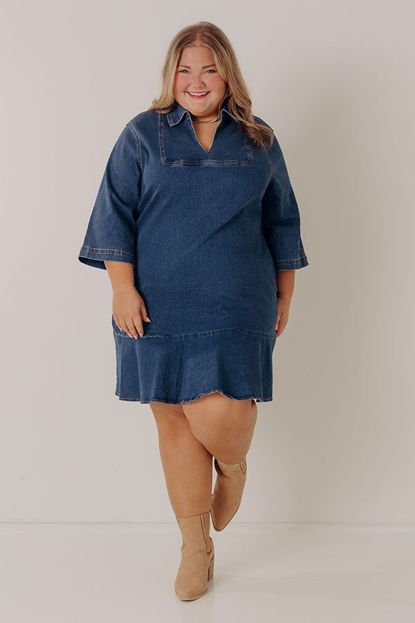 Simply Sweet Denim Mini Dress Curves Image - 2