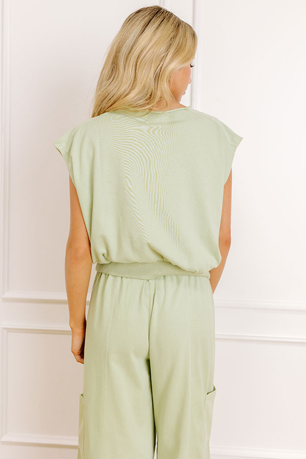 The Chill Edit Top in Sage Image 4