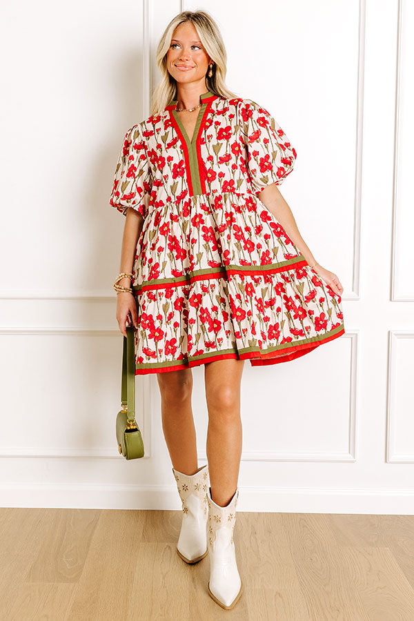 Fresh Horizon Floral Mini Dress in Rust Image 1