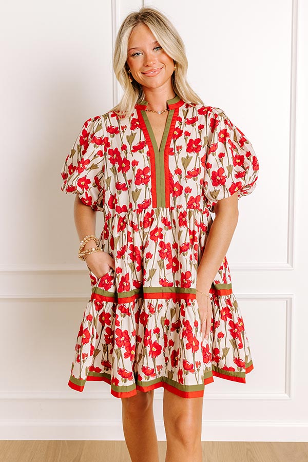 Fresh Horizon Floral Mini Dress in Rust Image 2