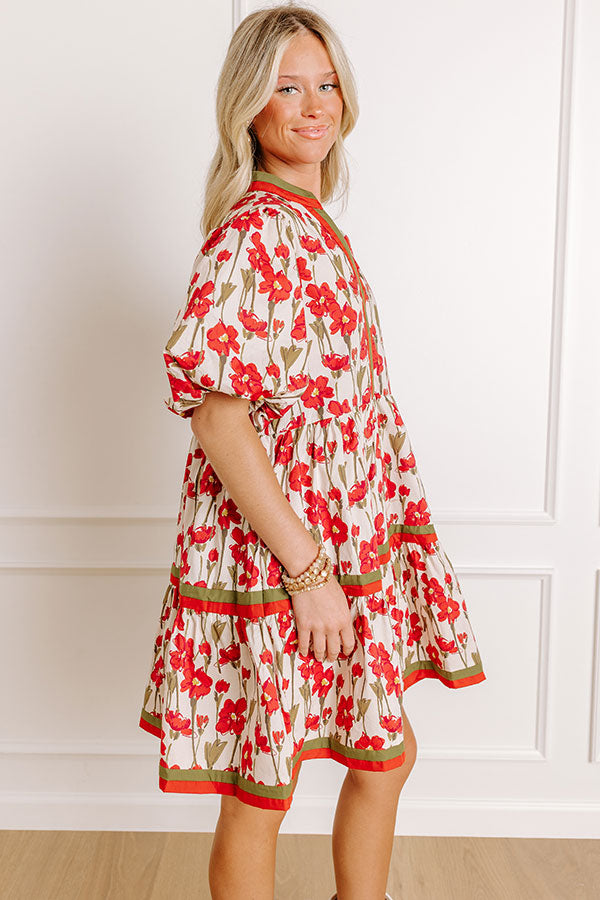 Fresh Horizon Floral Mini Dress in Rust Image 3