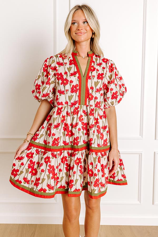 Fresh Horizon Floral Mini Dress in Rust Image 5