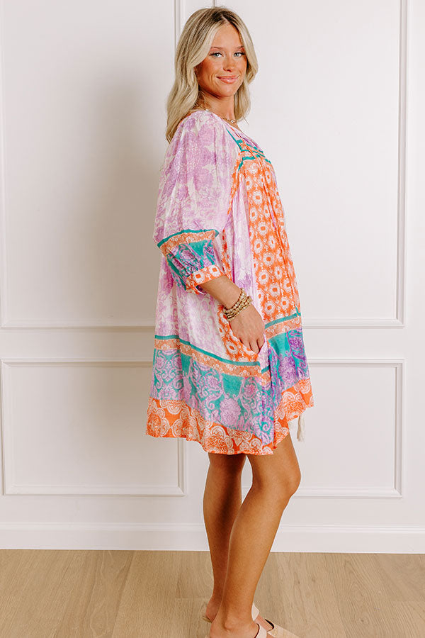 Boho Babe Color Block Floral Mini Dress in Violet Image 4