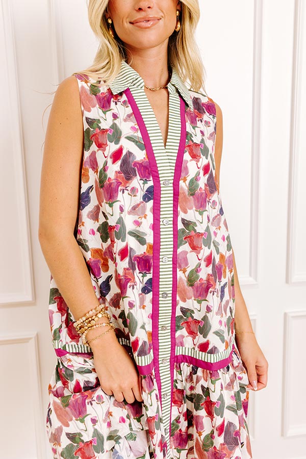 Zinfandel Petals Button Down Mini Dress Image 3