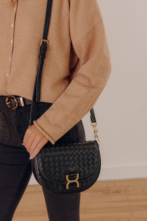 Alise Faux Leather Woven Crossbody in Black Image - 1