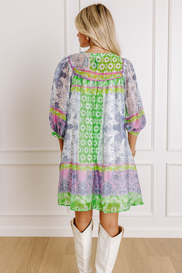 Boho Babe Color Block Floral Mini Dress in Navy Image 5