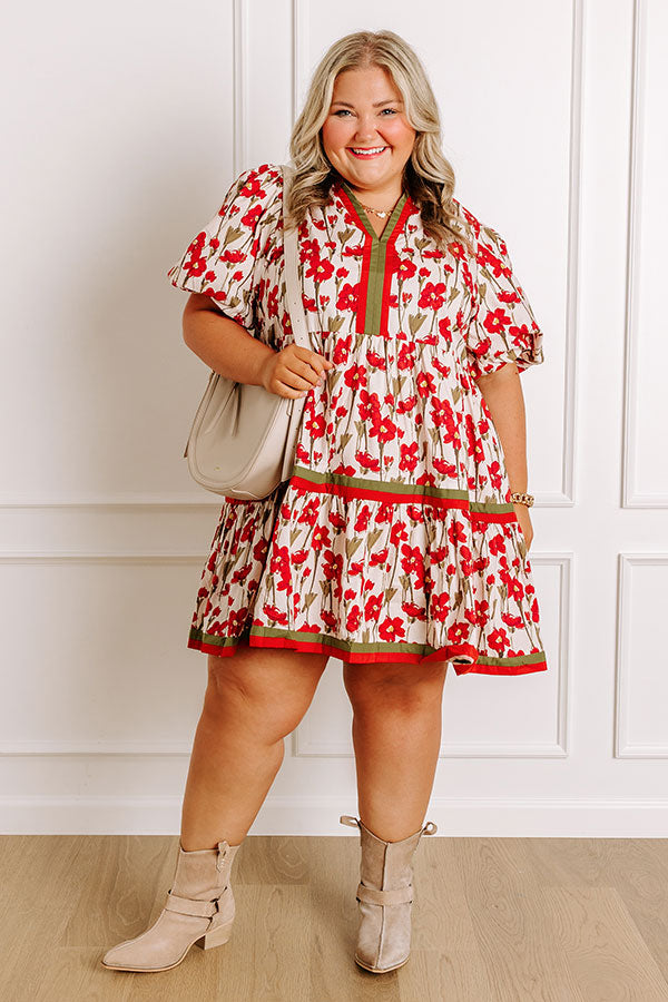 Fresh Horizon Floral Mini Dress in Rust Curves Image 2