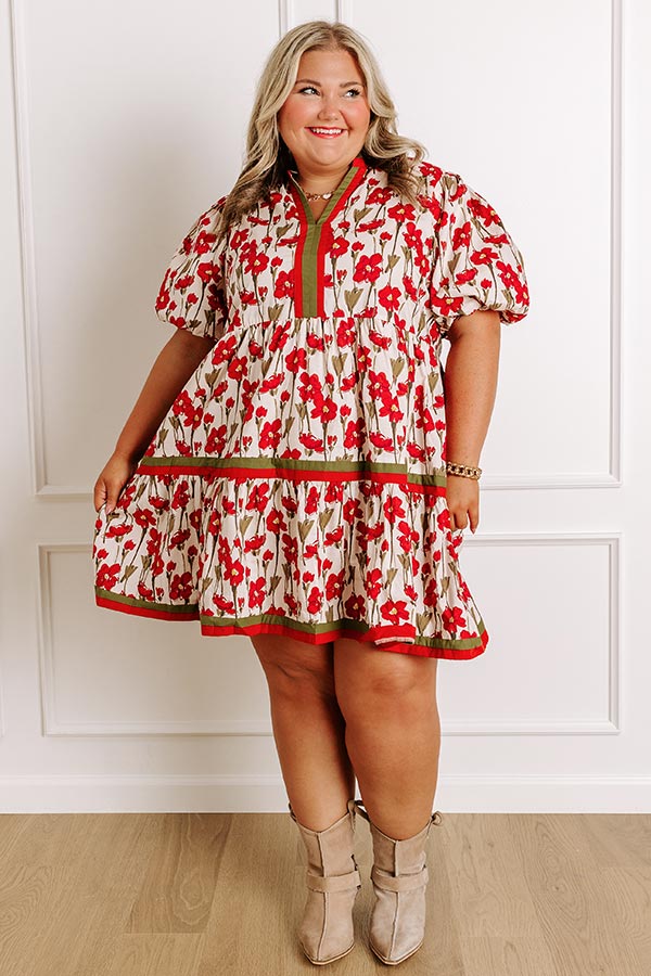 Fresh Horizon Floral Mini Dress in Rust Curves Image 3