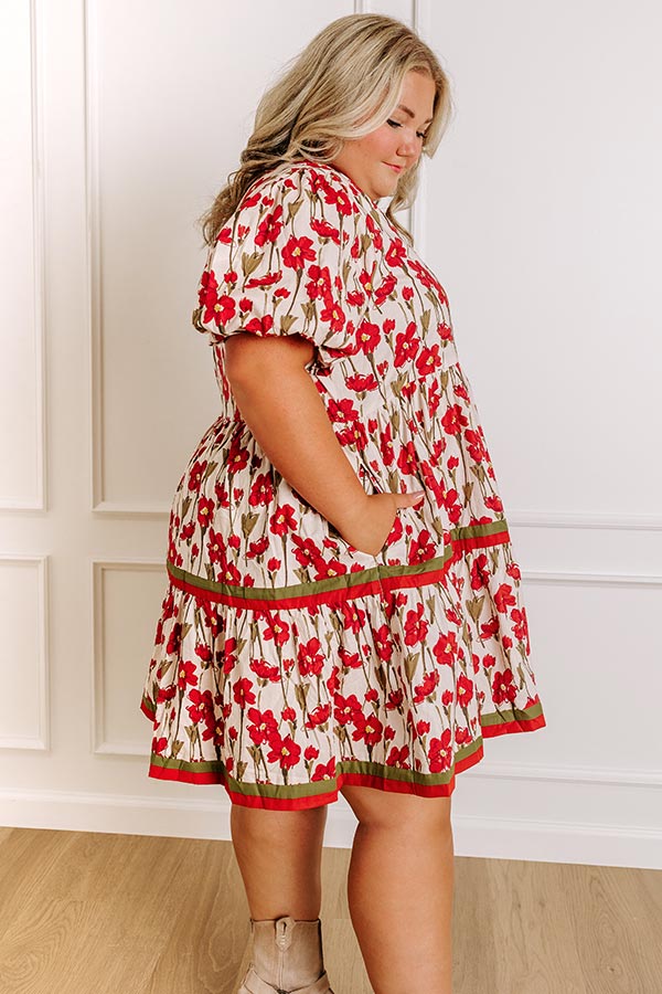 Fresh Horizon Floral Mini Dress in Rust Curves Image 5