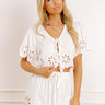 Sicily Stroll Linen-Blend Embroidered Top in White Image 1