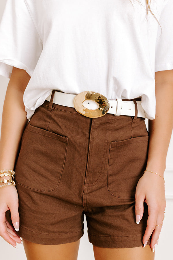 Luxe Lifestyle Faux Leather Belt in White Image 3