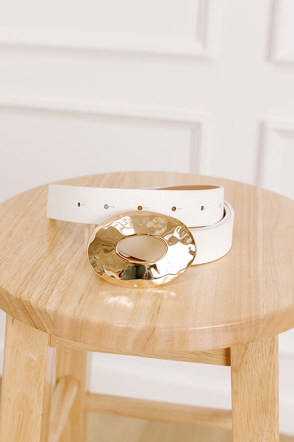 Luxe Lifestyle Faux Leather Belt in White Image 2