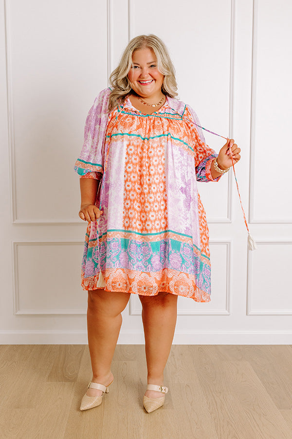 Boho Babe Color Block Floral Mini Dress in Violet Curves Image 2