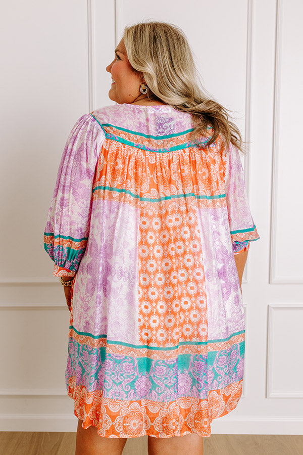 Boho Babe Color Block Floral Mini Dress in Violet Curves Image 3