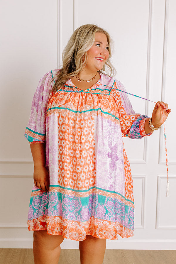 Boho Babe Color Block Floral Mini Dress in Violet Curves Image 1