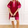 Boardwalk Babe Linen-Blend Mini Dress in Wine Image 1