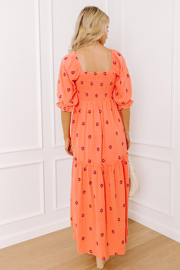 Vineyard Lounge Floral Embroidered Midi Dress Image 4