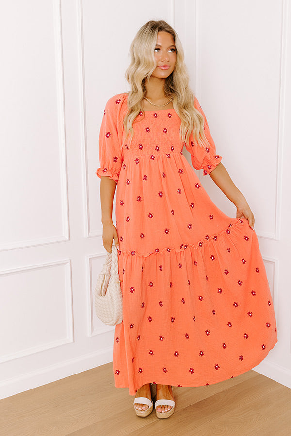 Vineyard Lounge Floral Embroidered Midi Dress Image 2