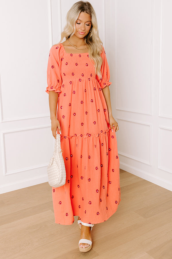 Vineyard Lounge Floral Embroidered Midi Dress Image 1