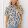 Terrace Views Floral Button Up in Periwinkle  Image 1