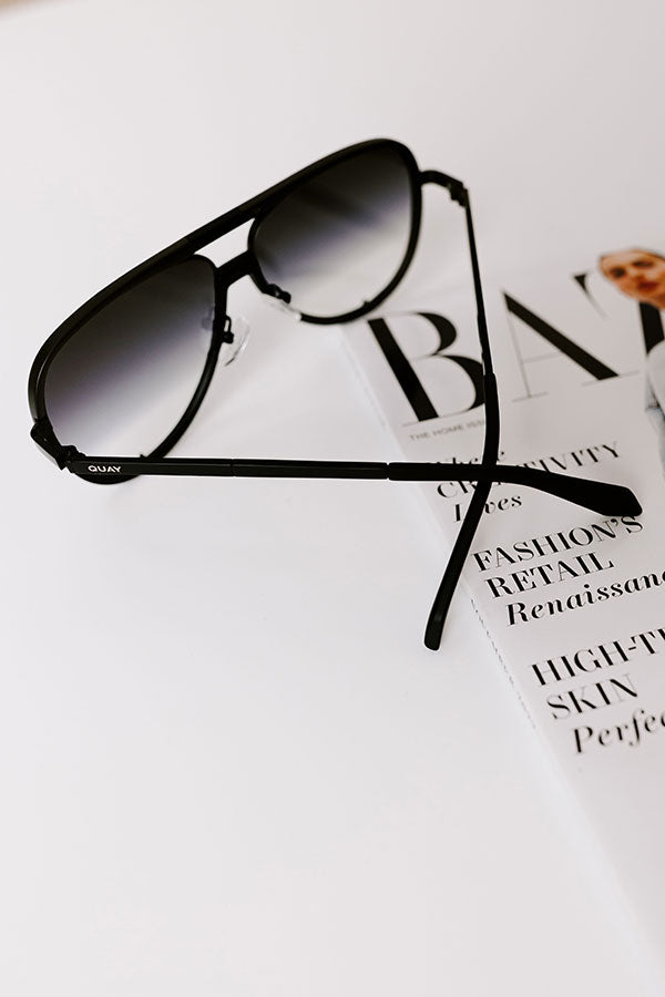 Quay High Profile Aviator Sunnies in Matte Black Image 2