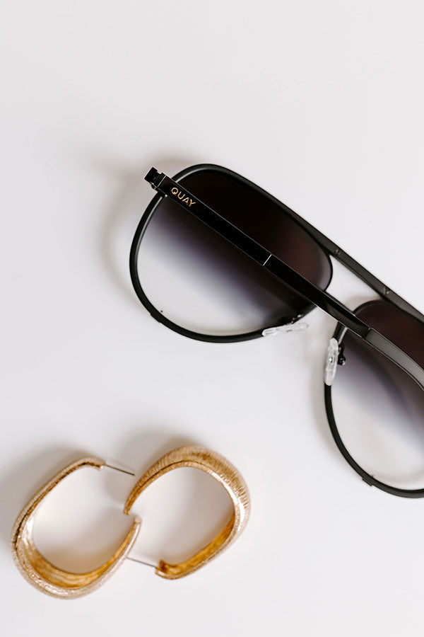 Quay High Profile Aviator Sunnies in Matte Black Image 3