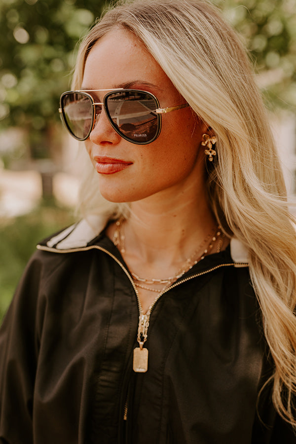 Quay All In Mini Polarized Aviator Sunnies in Black Image 2