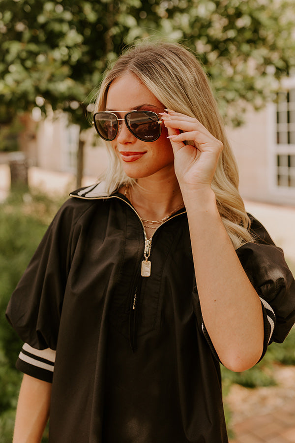 Quay All In Mini Polarized Aviator Sunnies in Black Image 3