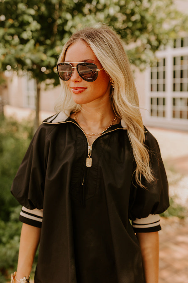 Quay All In Mini Polarized Aviator Sunnies in Black Image 1