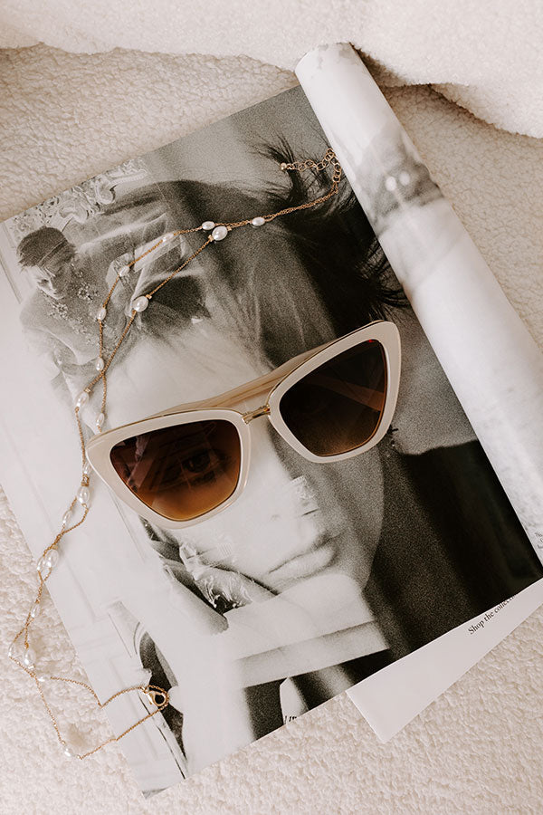Quay All Talk Oversized Cat Eye Sunnies in Ivory Image 1