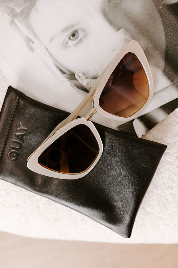 Quay All Talk Oversized Cat Eye Sunnies in Ivory Image 3