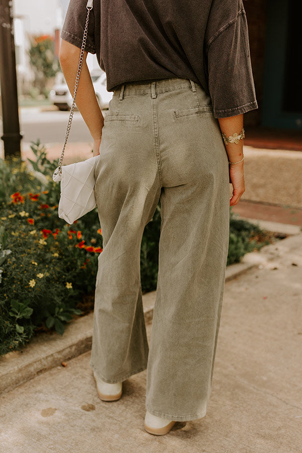 The Lana High Waist Wide Leg Jean in Martini Olive Image 4