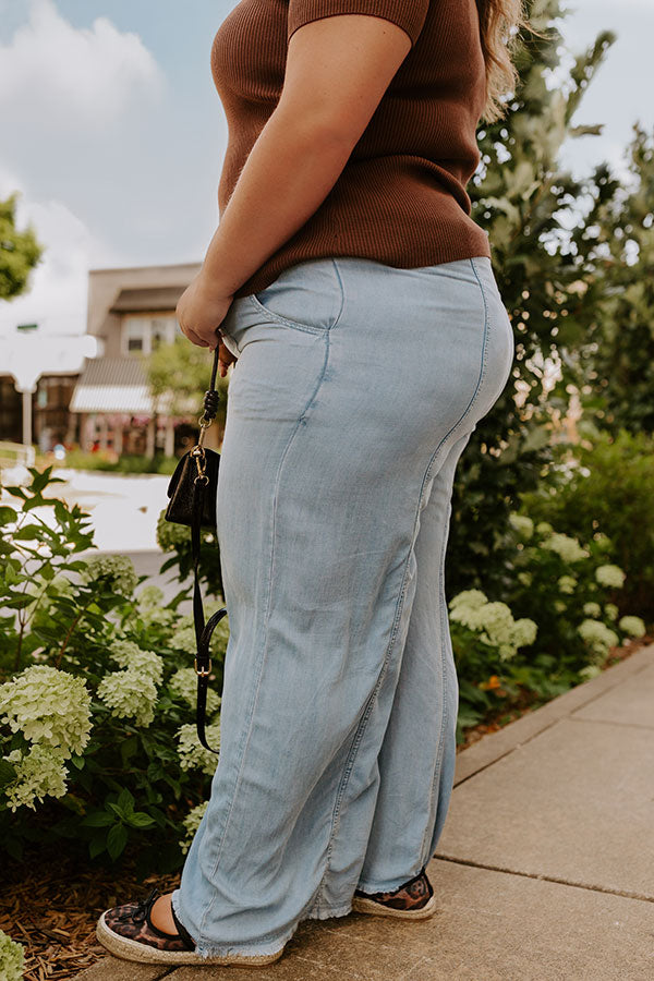 The Winnie High Waist Wide Leg Chambray Pants Curves Image 4