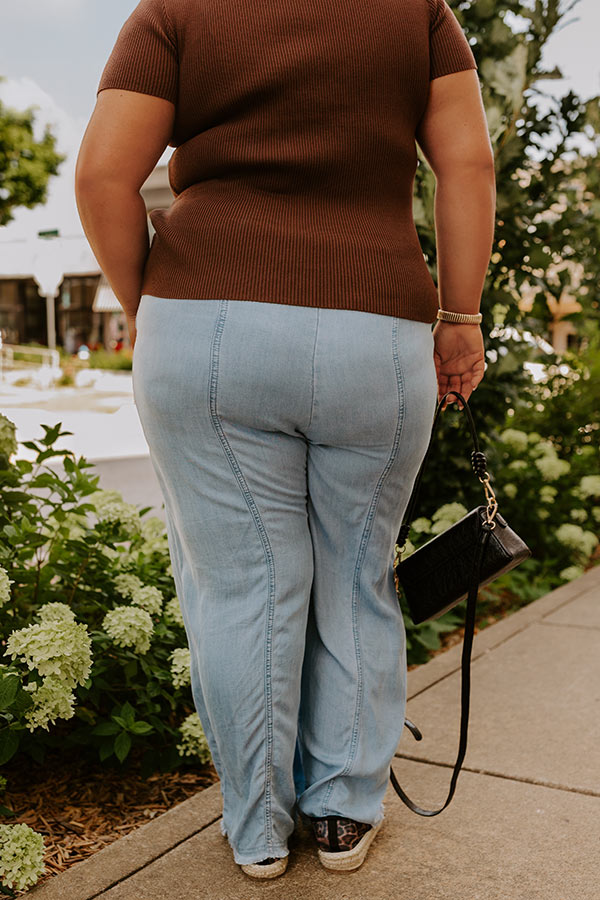 The Winnie High Waist Wide Leg Chambray Pants Curves Image 5