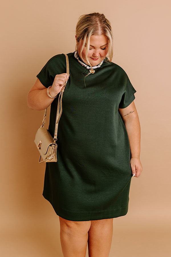 City Sleek Mini Dress in Hunter Green Curves Image 2