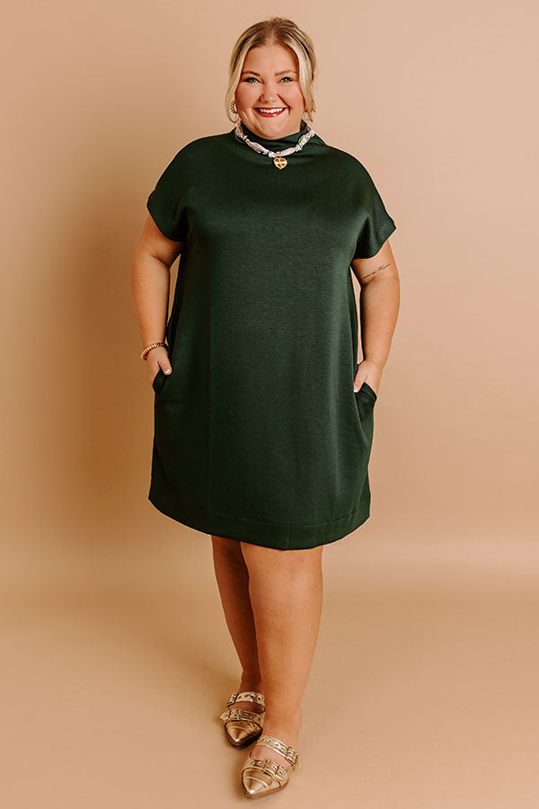 City Sleek Mini Dress in Hunter Green Curves Image 3