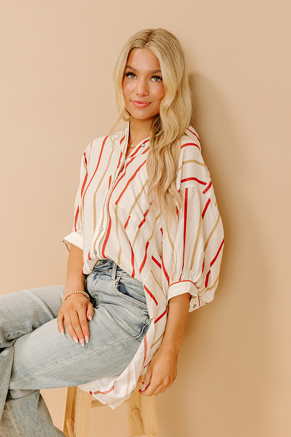 Cider Sippin' Oversized Stripe Button Up Image 1