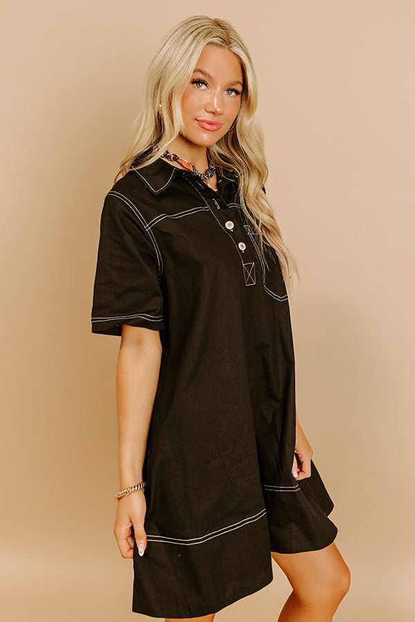 Cafe On Fifth Denim Mini Dress in Black Image 4