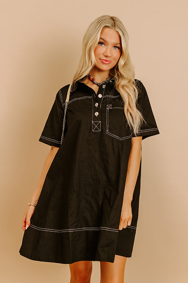 Cafe On Fifth Denim Mini Dress in Black Image 2