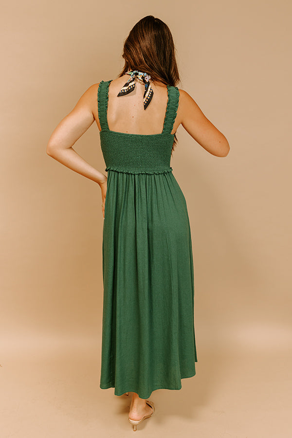 Harvest Lane Linen-Blend Midi Dress in Green Image 5