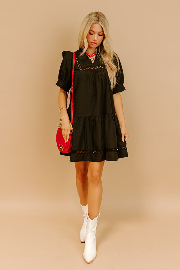 Wisteria And Wine Mini Dress in Black Image 1