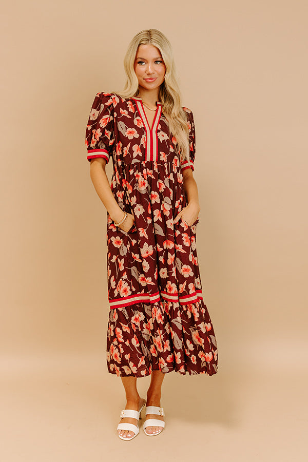 Harvest Blossom Floral Midi Dress Image - 1