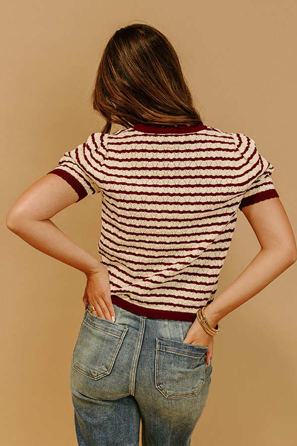 Cafe Charm Pointelle Knit Top Image 4