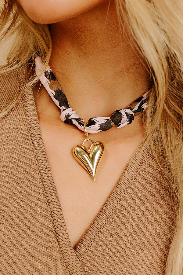 Happy Heart Leopard Scarf Necklace Image 2