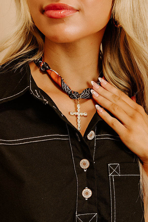Square Cross Scarf Necklace Image 2