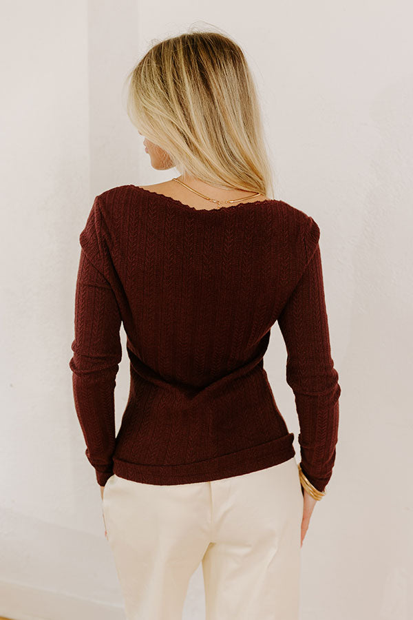 Graceful Smile Pointelle Knit Top in Windsor Wine Image 4