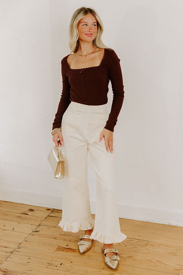 Graceful Smile Pointelle Knit Top in Windsor Wine Image 5