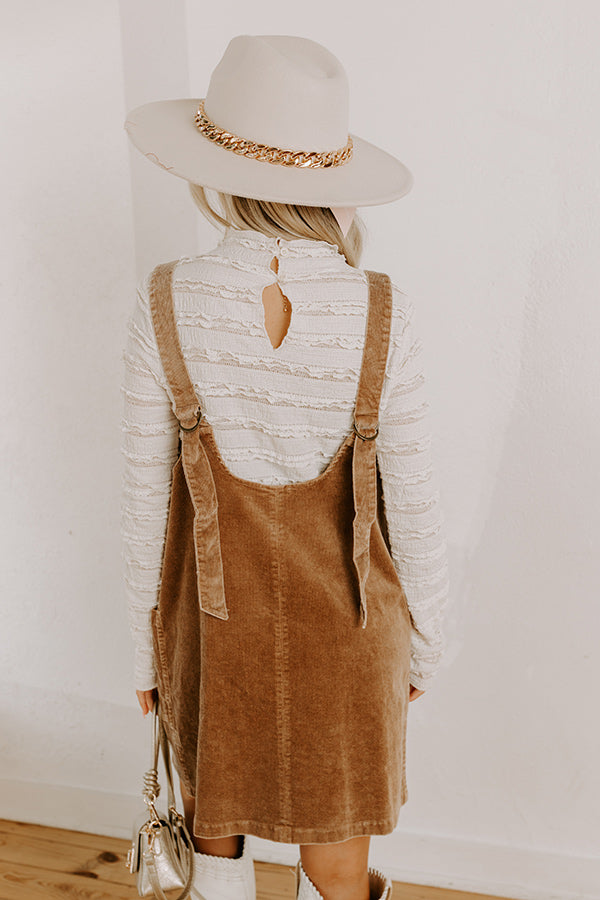 Uptown Manhattan Corduroy Mini Dress in Mocha Image 3
