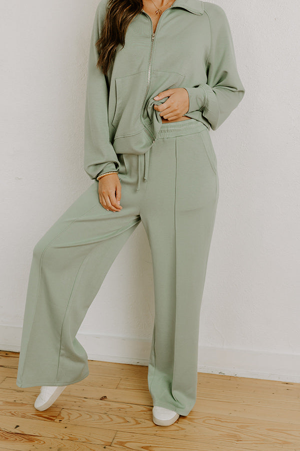 Morning Dew High Waist Scuba Pants in Sage Image 2